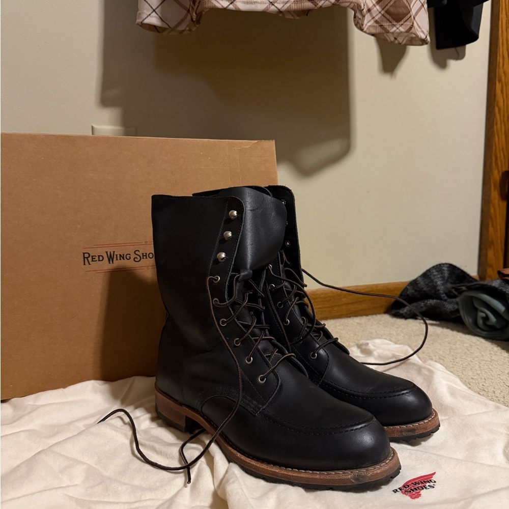 Red Wing Shoes Black Leather Lace-Up Boots Gracie Tall boots Black Boundry Leath
